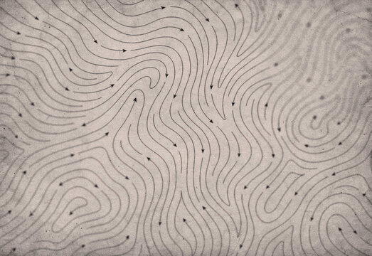 Abstract decorative pattern with contour lines on a neutral textured background, evoking topographic motion and organic rhythm for background graphics, branding and design projects