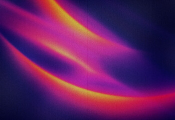 Abstract neon light trails in purple, pink, and yellow hues flowing across a dark textured surface, creating a cinematic artistic background ideal for technology branding