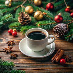 christmas still life with coffee