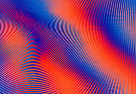 Abstract vibrant color gradients and circular wave patterns in red, blue and orange tones, creating dynamic texture and depth for creative design, backgrounds, digital art