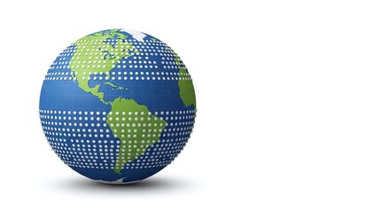 A digital representation of planet Earth with a dotted pattern symbolizing global networks
