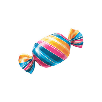 A hand drawn flat 2D illustration of Vibrant striped candy Collection isolated on a white background, vector icon set, simple design in a flat design, simple 2D illustration, EPS format