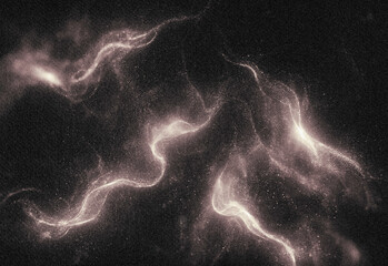 Dramatic wide view of wispy interstellar gas filaments weaving through a dark starry field, capturing the delicate glow and texture of distant nebulae and cosmic dust in deep space