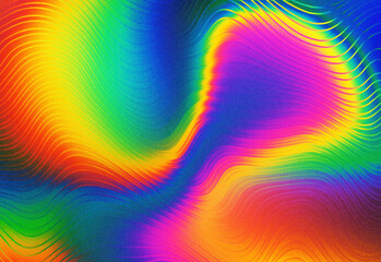 Vibrant abstract rainbow texture with a flowing gradient and dynamic wave pattern, a luminous multicolor composition showing smooth color transitions and glow, modern digital art.