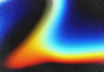 Abstract halftone rainbow gradient background with a sweeping curved arc of vibrant colors, ideal for technology, design, marketing, and creative advertising visuals