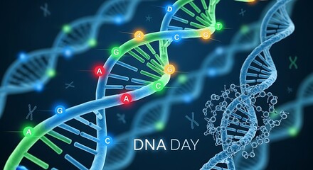 Abstract dna helix illustration with vibrant colors on a dark background