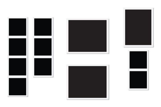Empty photo frame set, blank photo booth strip template