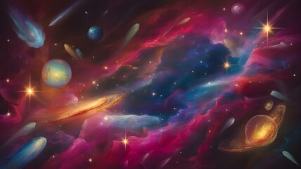 Nebula's Heart: Where the swirling clouds of gas birth stars in a spectacle of color.