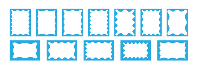 Set of zigzag frame, postage stamps with empty paper design, Zigzag edge and scallop edge. Colorful zigzag frame. Rectangle shape frame with zigzag edge. Vector EPS 10.