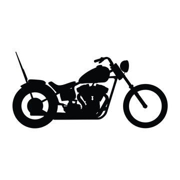 Silhouette of a classic chopper motorcycle with a tall sissy bar