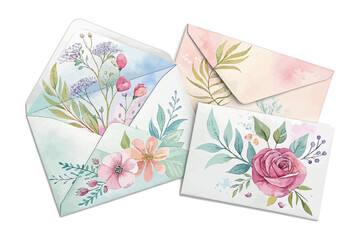 Watercolor Envelope  isolated on white background