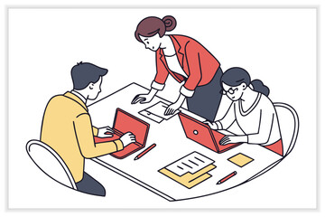 Business Teamwork Illustration Set Collaboration, Office Meeting, Leadership, and Corporate Success Concepts