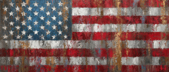 Abstract american flag grunge weathered rustic textured patriotic vintage Painted