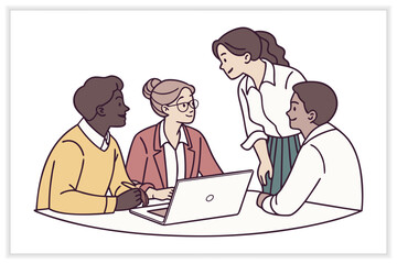 Business Teamwork Illustration Set Collaboration, Office Meeting, Leadership, and Corporate Success Concepts