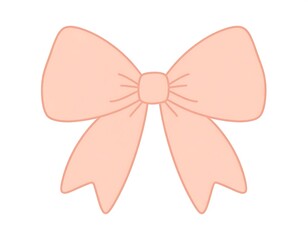 Cartoon-style, light peach-colored ribbon bow, centered on white