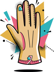 Vintage Long Leather Glove Vector Icon for Retro Fashion and Style Accessory