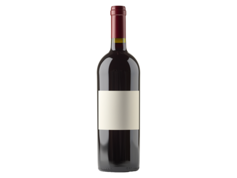 Elegant red wine bottle with simple label placed against a neutral background, inviting a sense of refinement