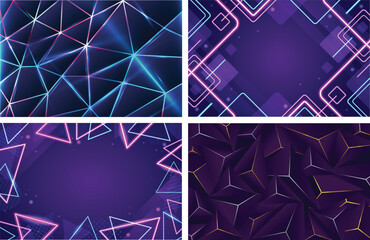 Futuristic Neon Geometric Abstract Backgrounds