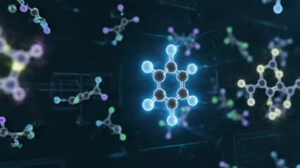 Abstract digital visualization of glowing molecular structures in science and chemistry research - Powered by Adobe