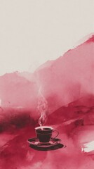 a cup of black coffee with smoke rising from the top