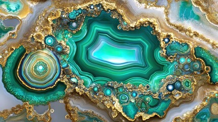 Intricate agate gemstone design with golden accents.