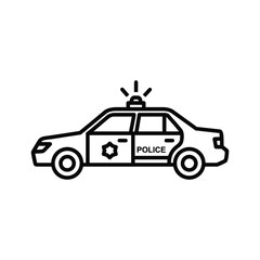 Outline of a police car with flashing lights, isolated on a