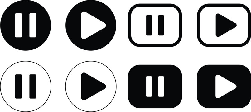 media player button icon. play and pause buttons icon. Social media elements. Digital player monochrome progress bar for music