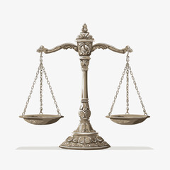 Vector illustration of an ornate balance scale isolated on a white background
