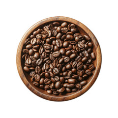 Fototapeta premium Freshly roasted coffee beans displayed in a wooden bowl ready for brewing in a cozy kitchen setting