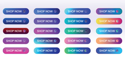 Gradient “Shop Now” Button Set for E-commerce and Web UI Design