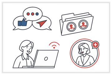 Business Teamwork Illustration Set Collaboration, Office Meeting, Leadership, and Corporate Success Concepts