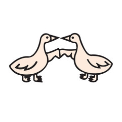 Vector illustration design of a costume image of two very cute and cool colored ducks, very suitable to be used as an image on a t-shirt or sticker.