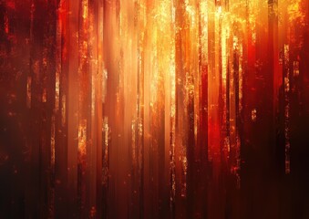 A digital art piece featuring an abstract background with golden-brown and red hues, resembling the texture of firelight on skin.