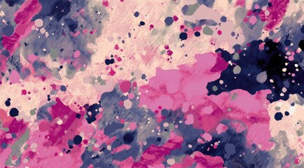 A digital art piece featuring an abstract pattern of pink, purple, and navy blue colors, with an appearance reminiscent of a camouflage print.