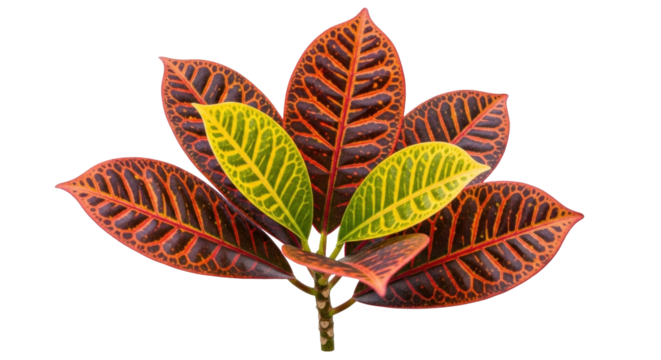 Isolated Croton plant with colorful leaves, tropical houseplant, garden, nature, flora