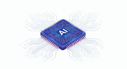 AI Technology Vector Icon – Simple Realistic Style