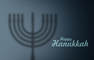 Jewish holiday Hanukkah background with menorah shadow