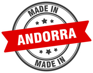 Made in Andorra round sign. Made in Andorra stamp.