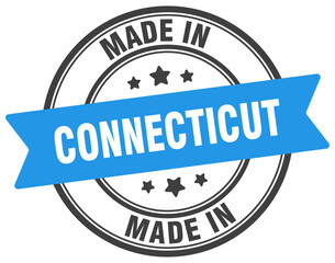 Made in Connecticut round sign. Made in Connecticut stamp.