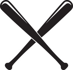 Crossed Baseball Bats Silhouette Vector IconPrint