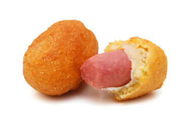 Organic Corn Dog on white background 