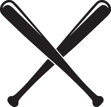 Crossed Baseball Bats Silhouette Vector IconPrint