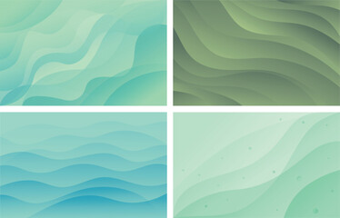 Green and Aqua Abstract Wave Backgrounds