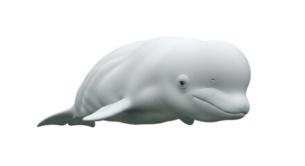 Isolated Beluga Whale Creature Swimming Underwater, Arctic Mammal, Marine Animal