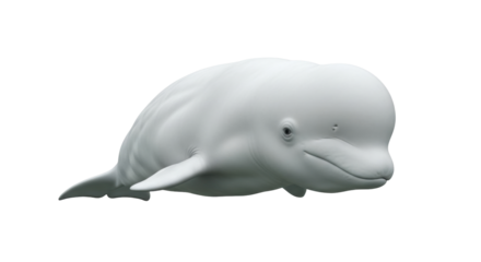 Isolated Beluga Whale Creature Swimming Underwater, Arctic Mammal, Marine Animal