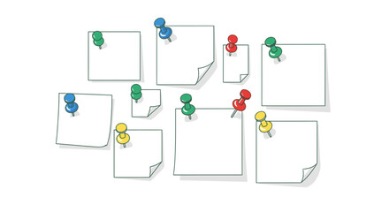 Blank notes pinned to a virtual board ready for your brilliant ideas, reminders, and planning sessions, creating a dynamic visual for organization and creativity.