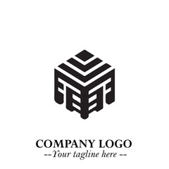 Building Logo Symbol in Black on the White Background with Modern Minimal Architecture Design