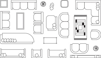 colored seat plan for office, home, kitchen and hotel, vector illustration for maps and planner