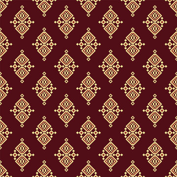 Geometric Ethiopian Traditional Tilting Ornament Seamless Pattern on Brown Background