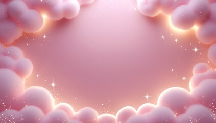 pink background with pink clouds and glitter
